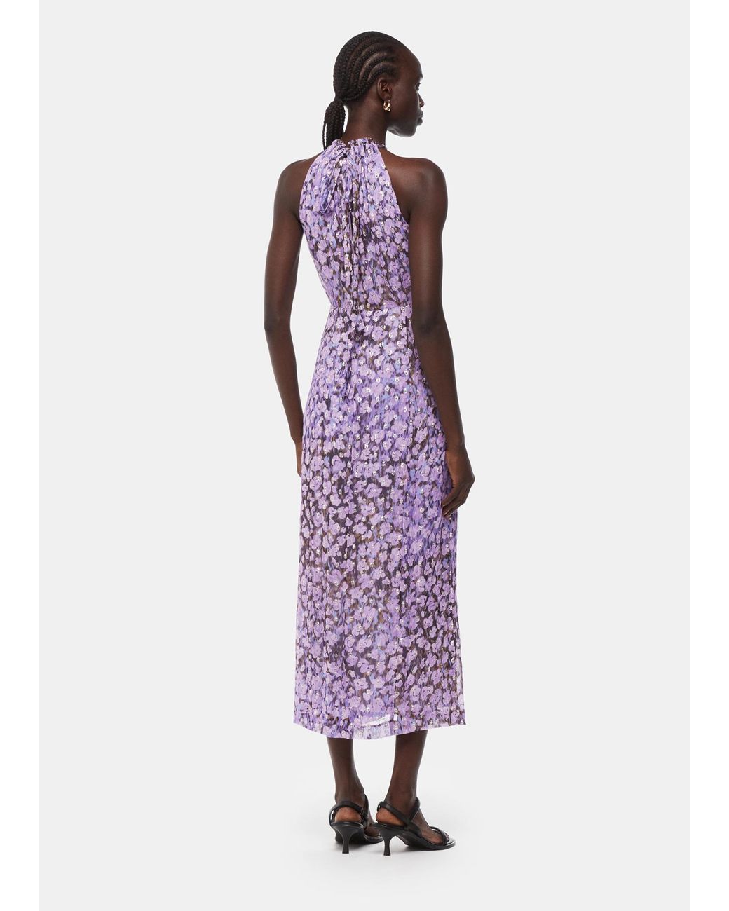 Whistles Floral Metallic Dobby Dress in Purple | Lyst UK