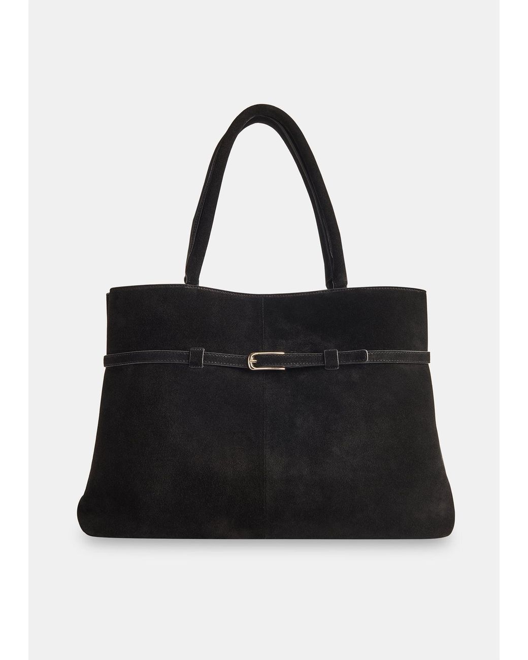 Whistles Black Noelle Suede Buckle Tote Bag