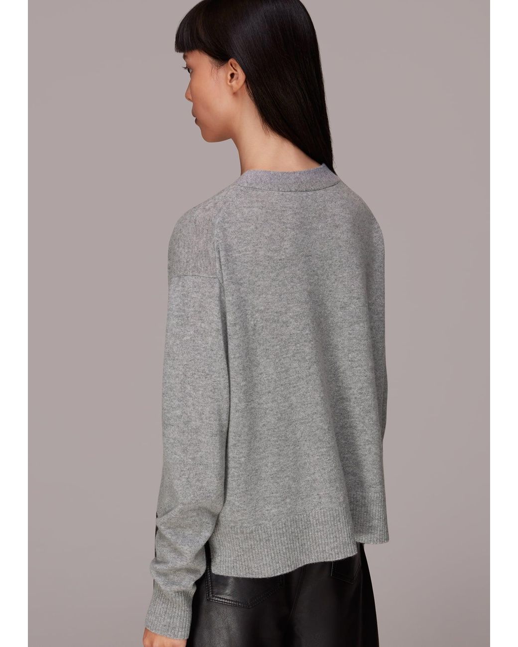 Whistles Gray Cashmere Cardigan