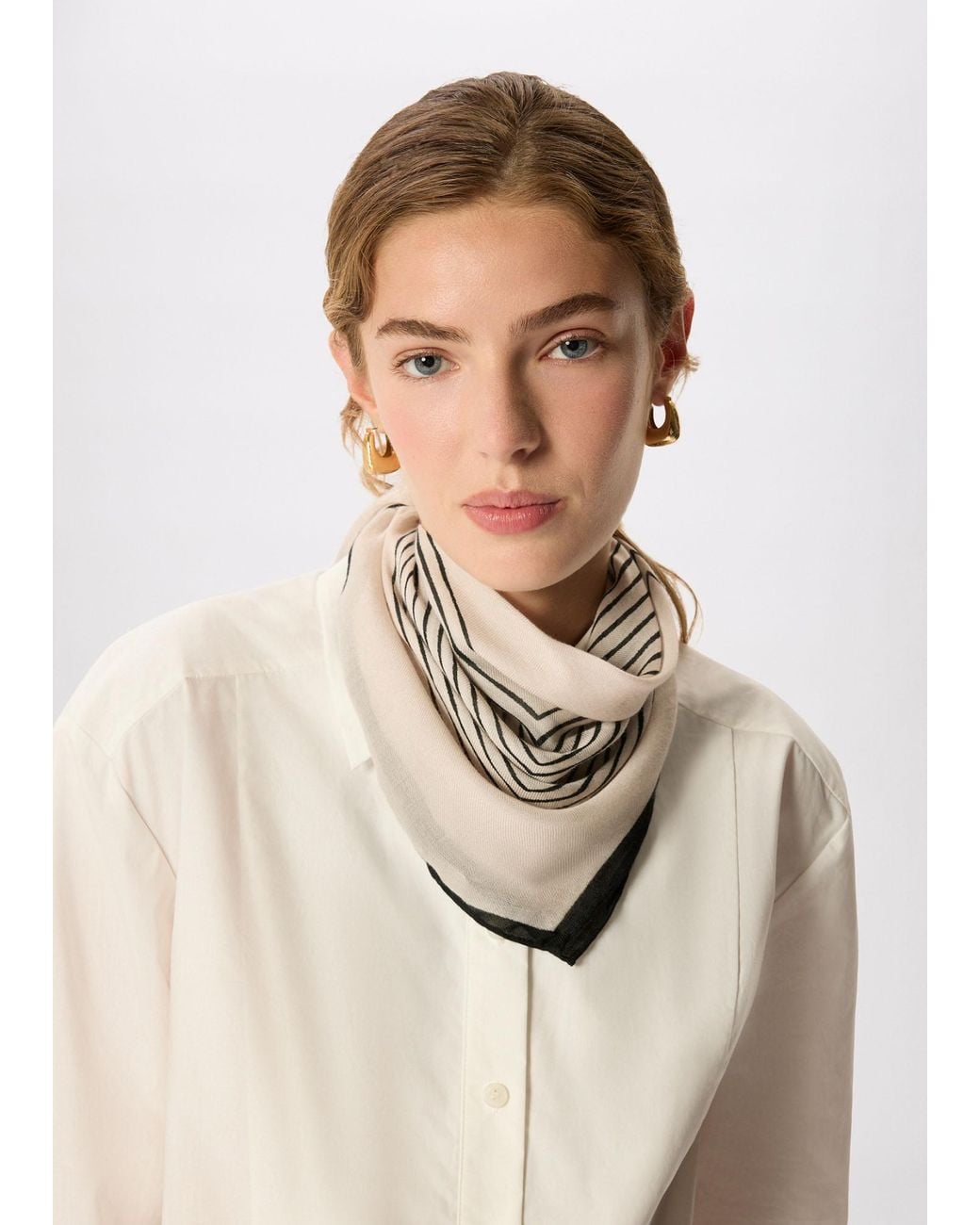 Whistles Natural Square Viscose Printed Scarf
