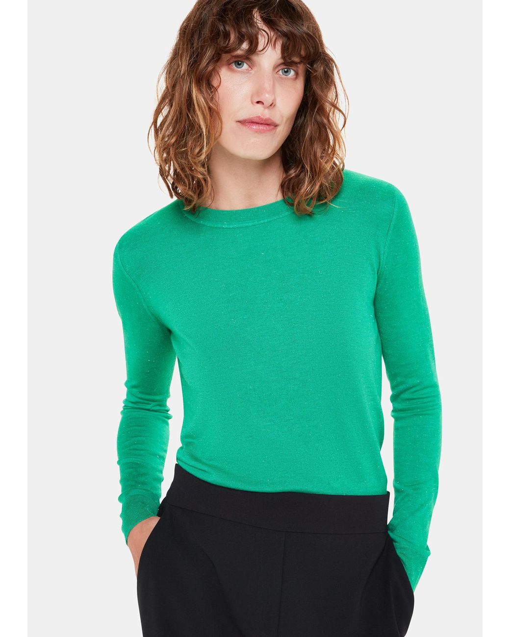Whistles Green Annie Sparkle Crew Neck
