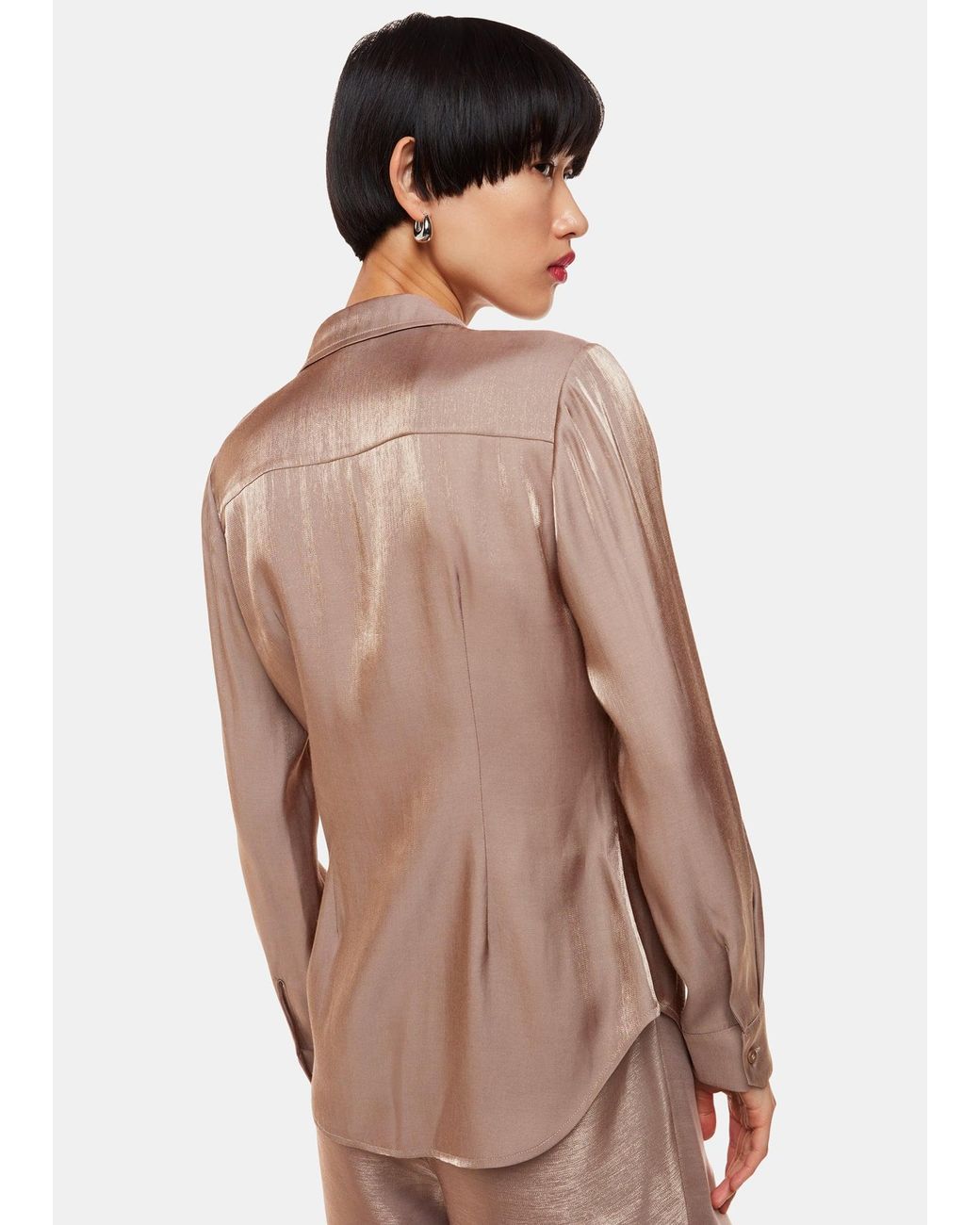 Whistles Brown Tara Metallic Shirt