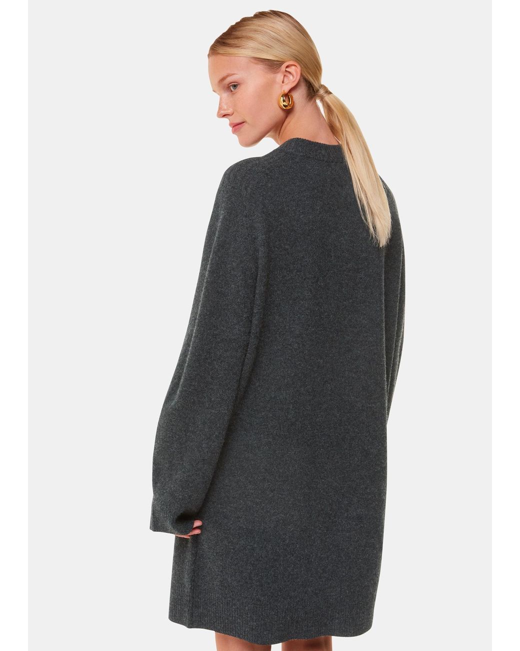 Whistles Gray Ava Round Neck Knitted Dress