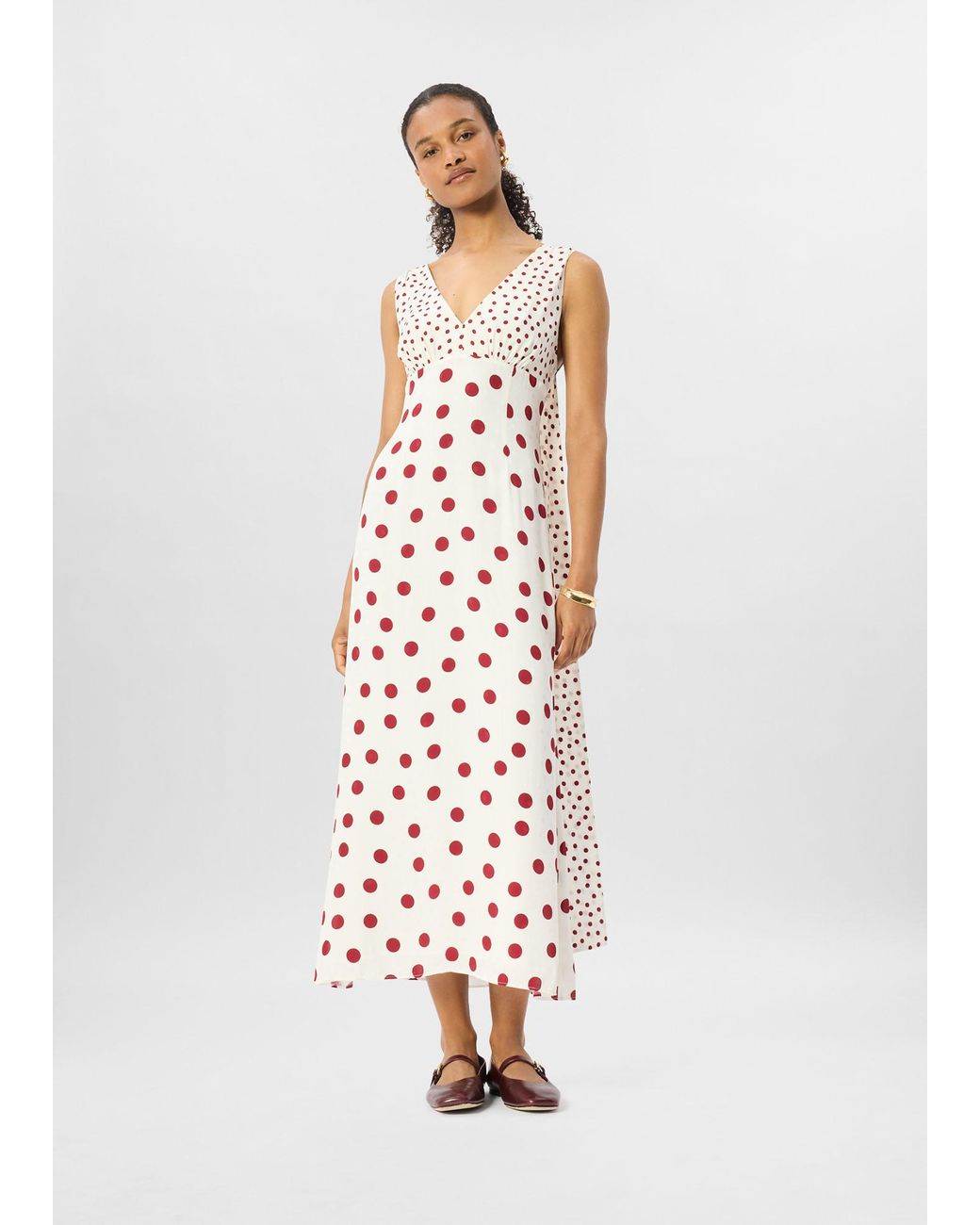 Whistles White Jacquard Spot Scarf Back Dress