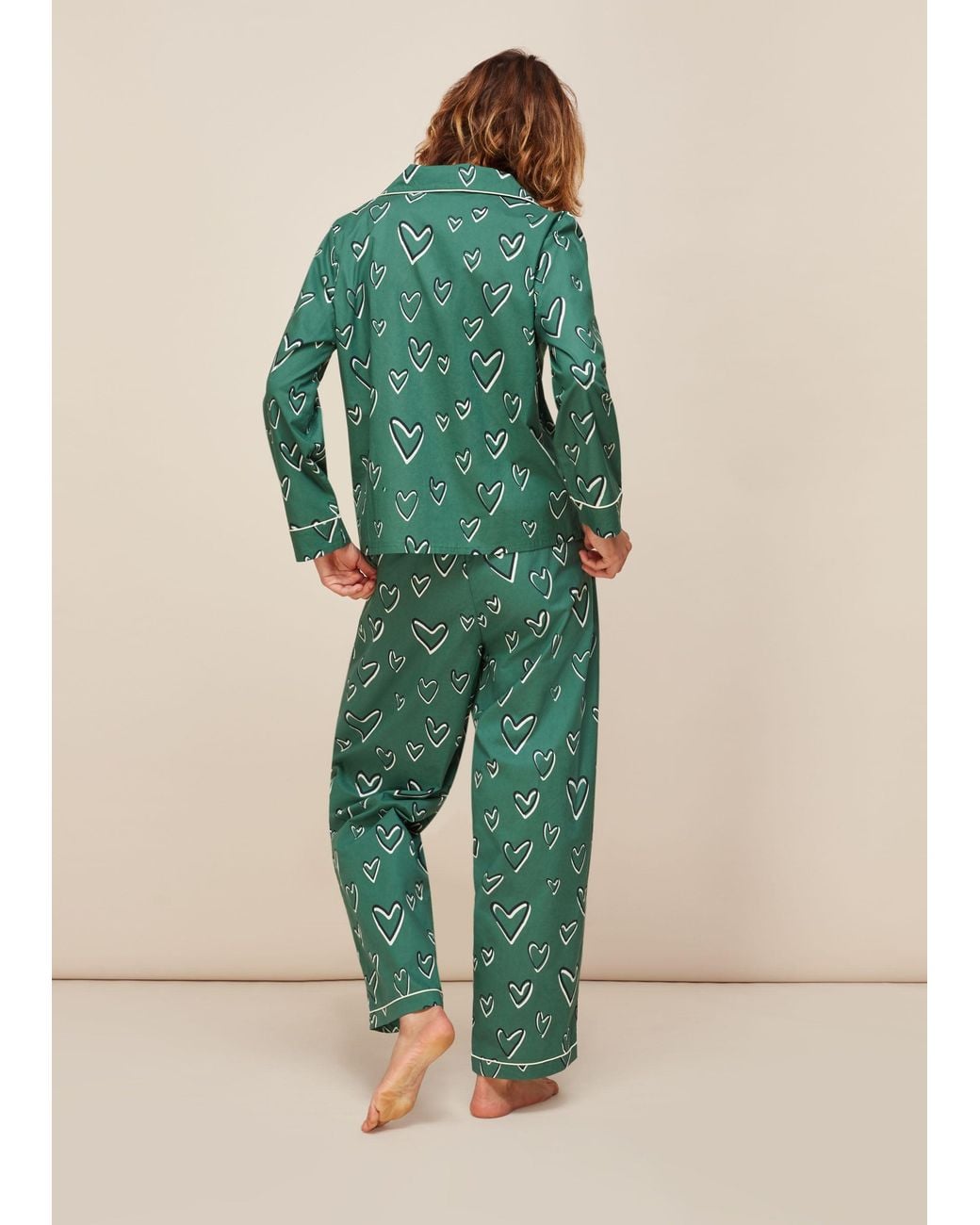 Whistles Green Heart Print Cotton Pyjama Set