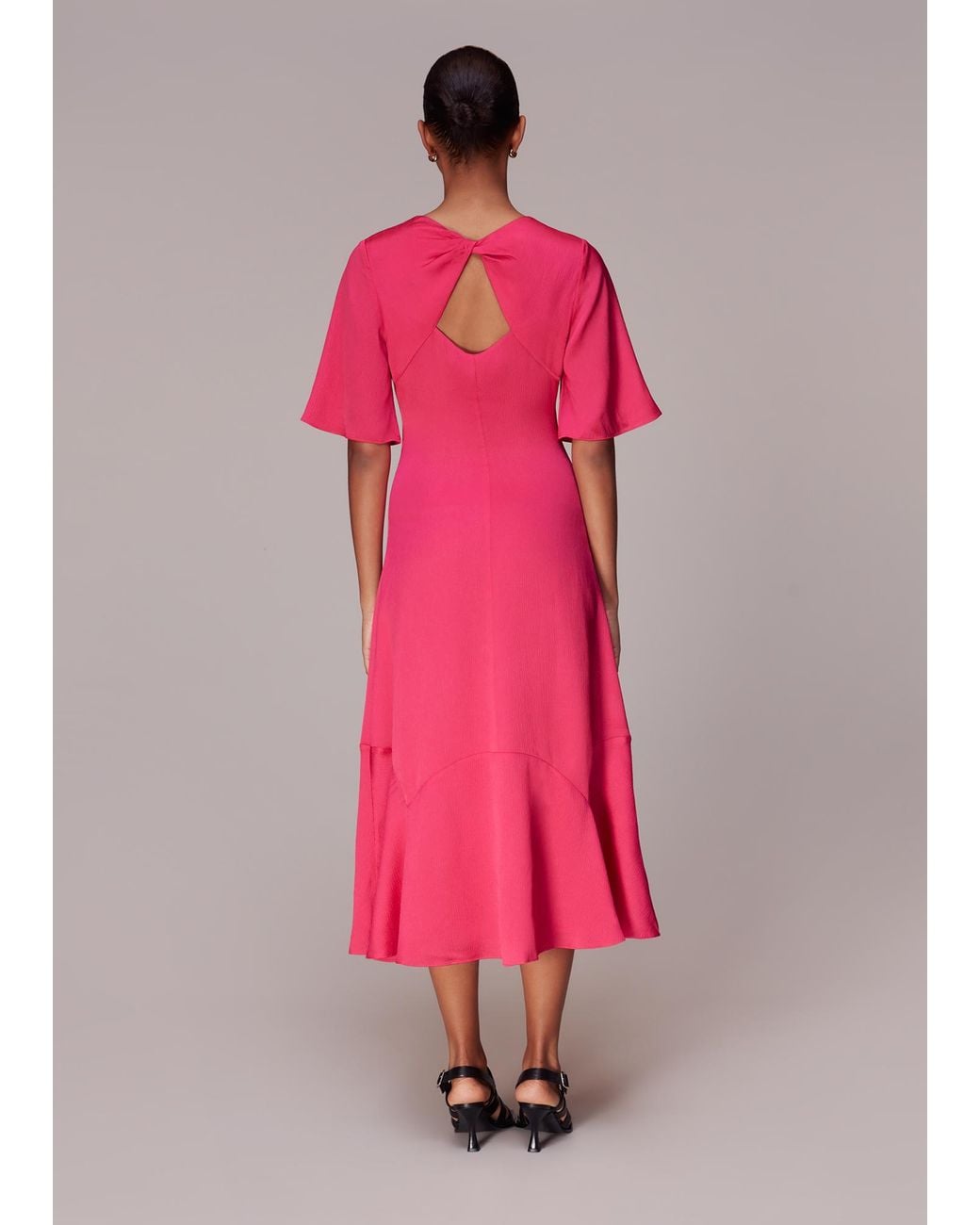 Whistles Pink Alana Satin Cut Out Dress