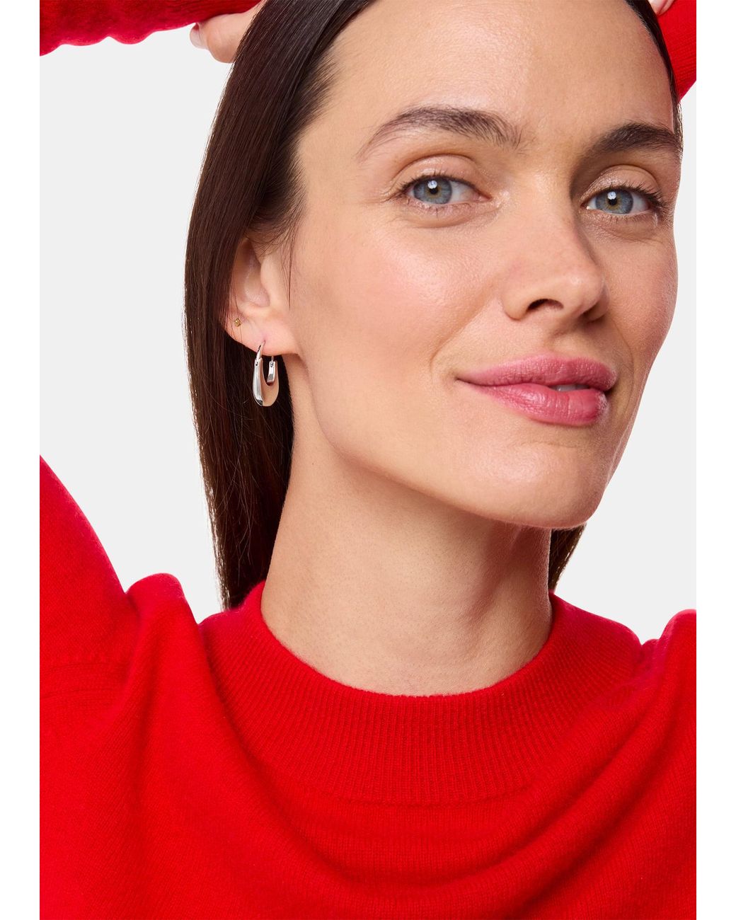Whistles Red Oval Hoop Earring