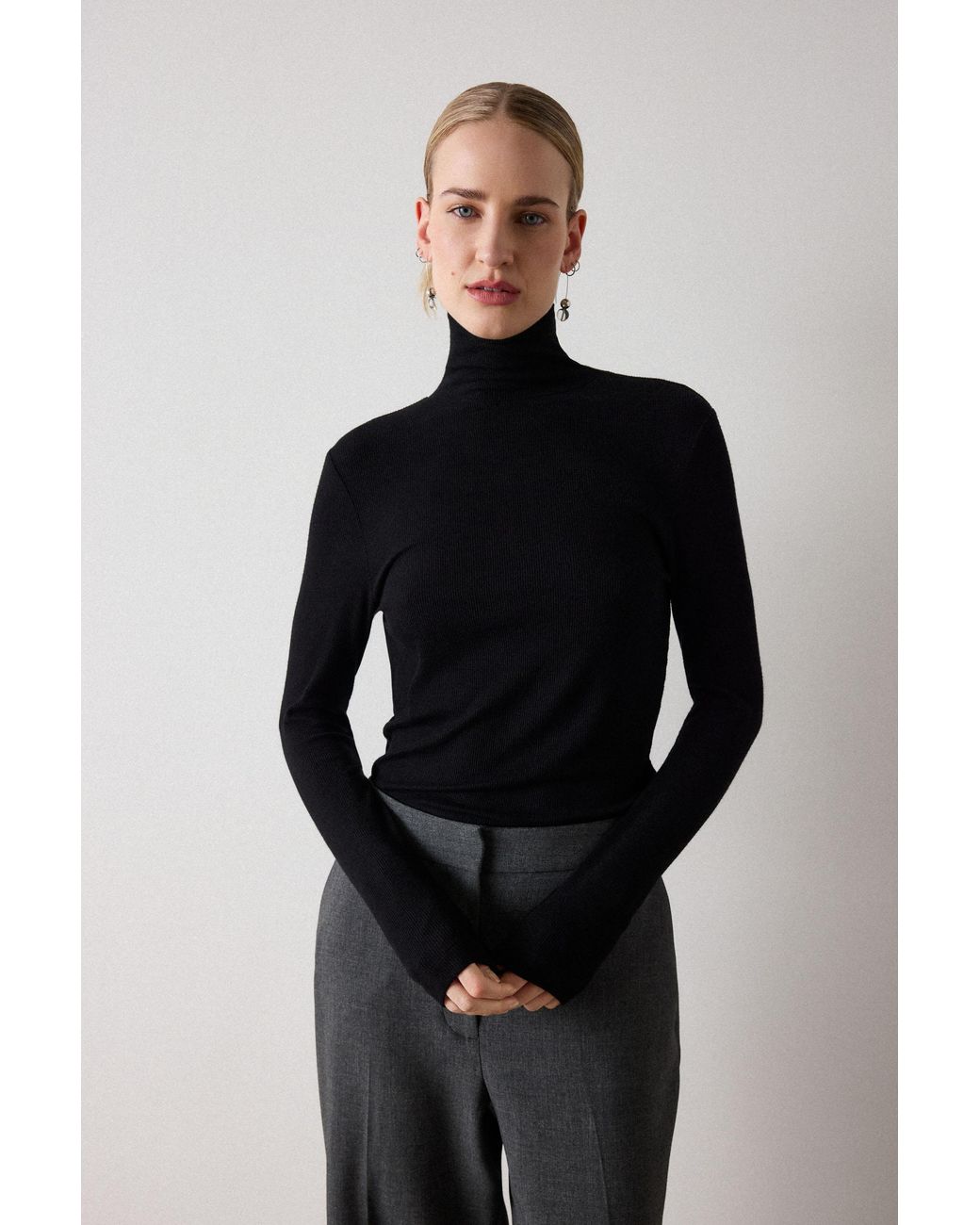 Whistles Black Essential Ribbed Polo
