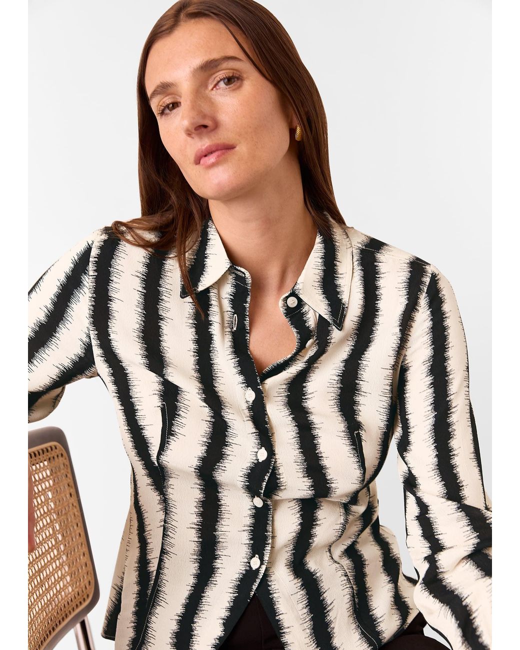 Whistles White Hazy Stripe Fitted Shirt