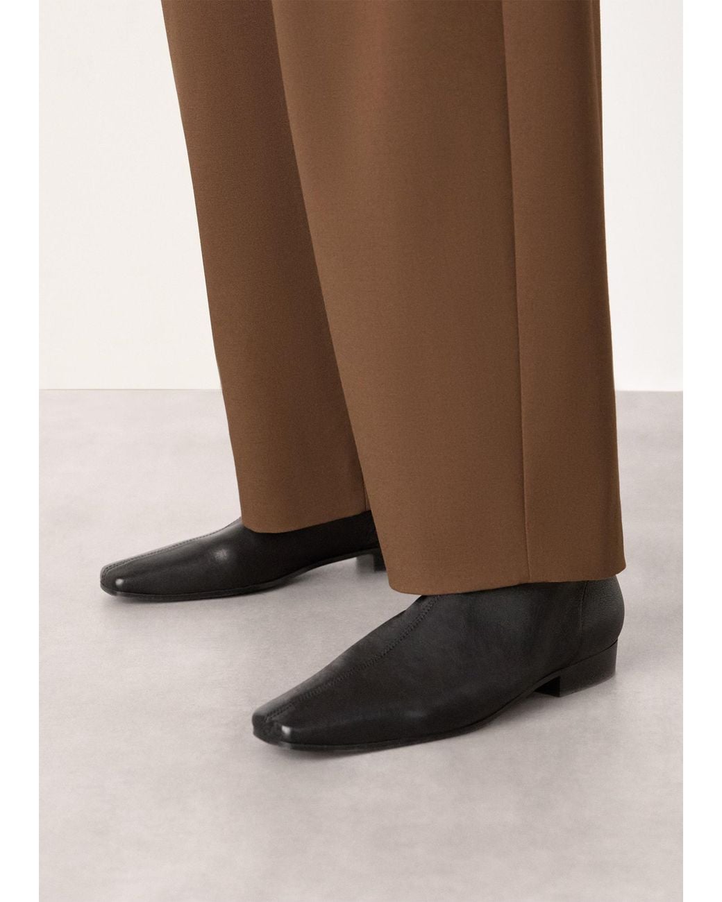 Whistles Black Square Toe Flat Sock Boot