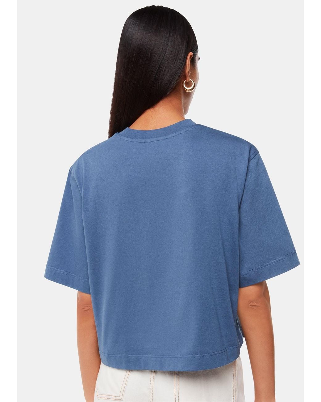 Whistles Blue Cropped Relaxed Tee
