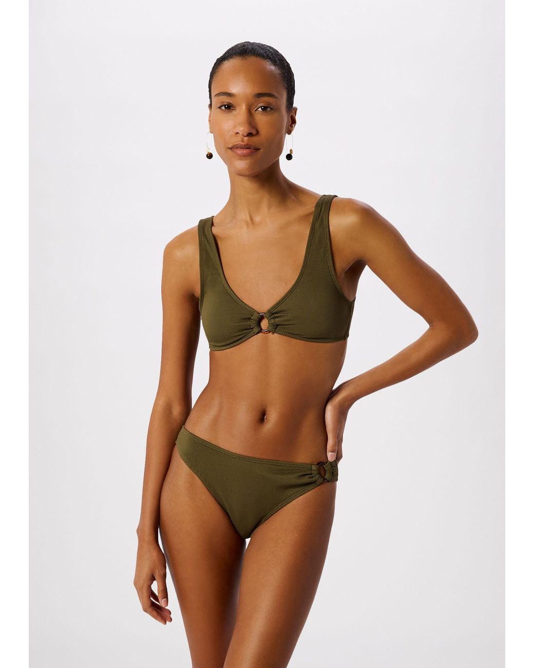Whistles Brown Ring Detail Bikini Bottom