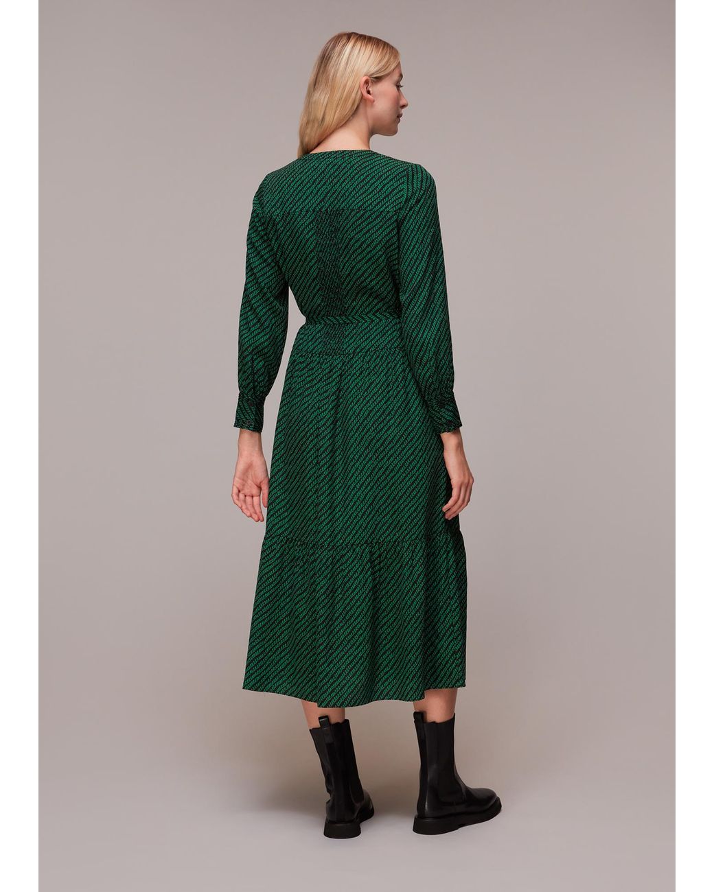 Whistles Green Diagonal Twist Midi Dress
