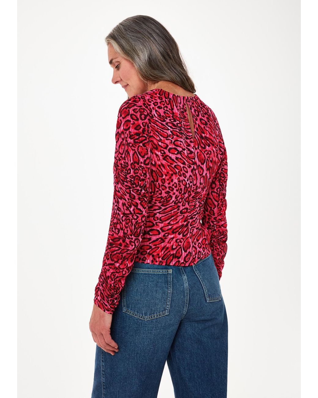 Whistles Waving Leopard Gathered Top