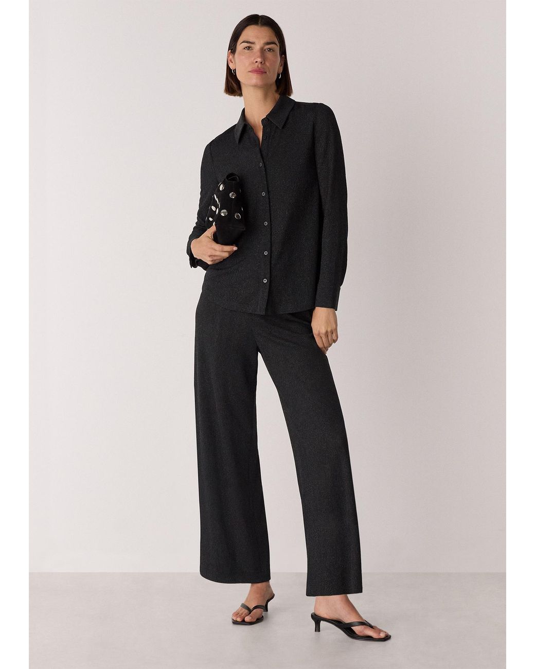 Whistles Black Eva Sparkle Cropped Trouser