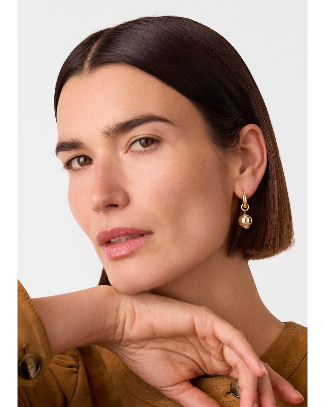 Whistles Brown Sphere Drop Huggie Earring