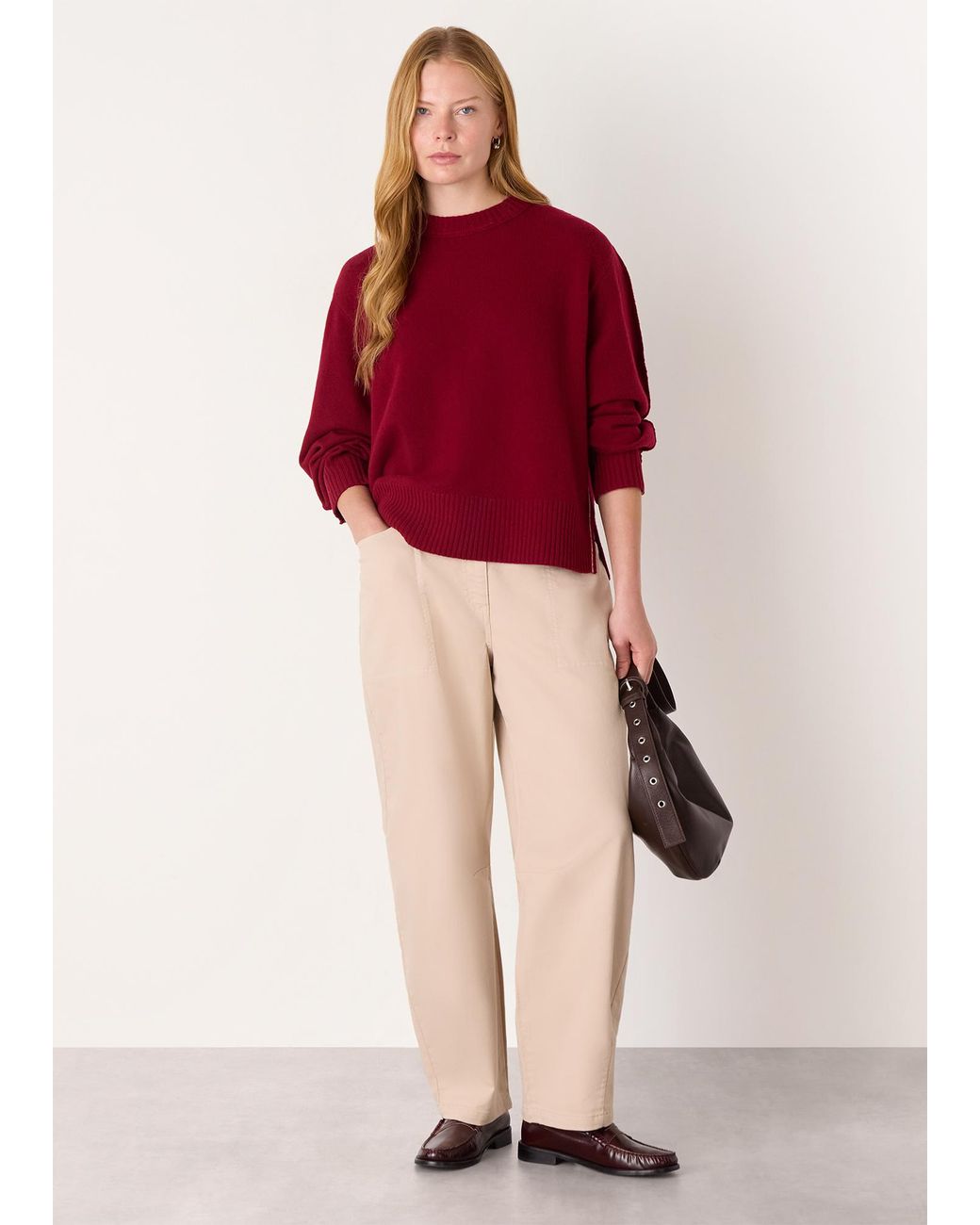 Whistles Red Side Stripe Detail Wool Knit