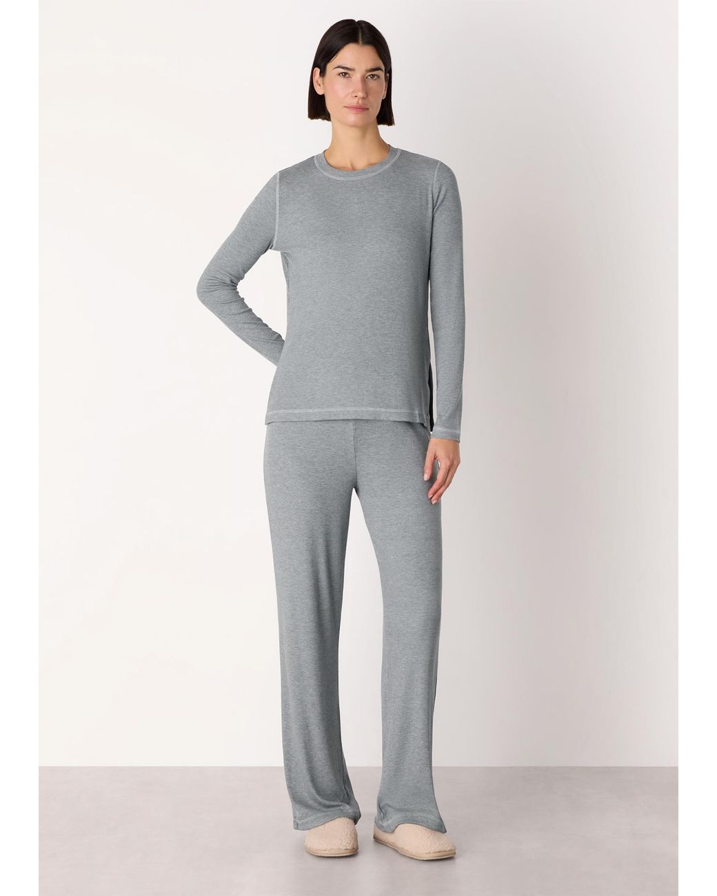 Whistles Gray Rib Jersey Pyjama Top