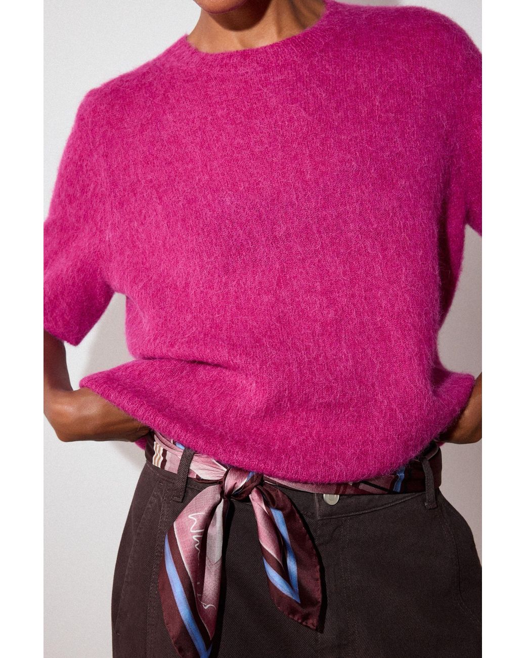 Whistles Pink Alpaca Mix Knitted Tee
