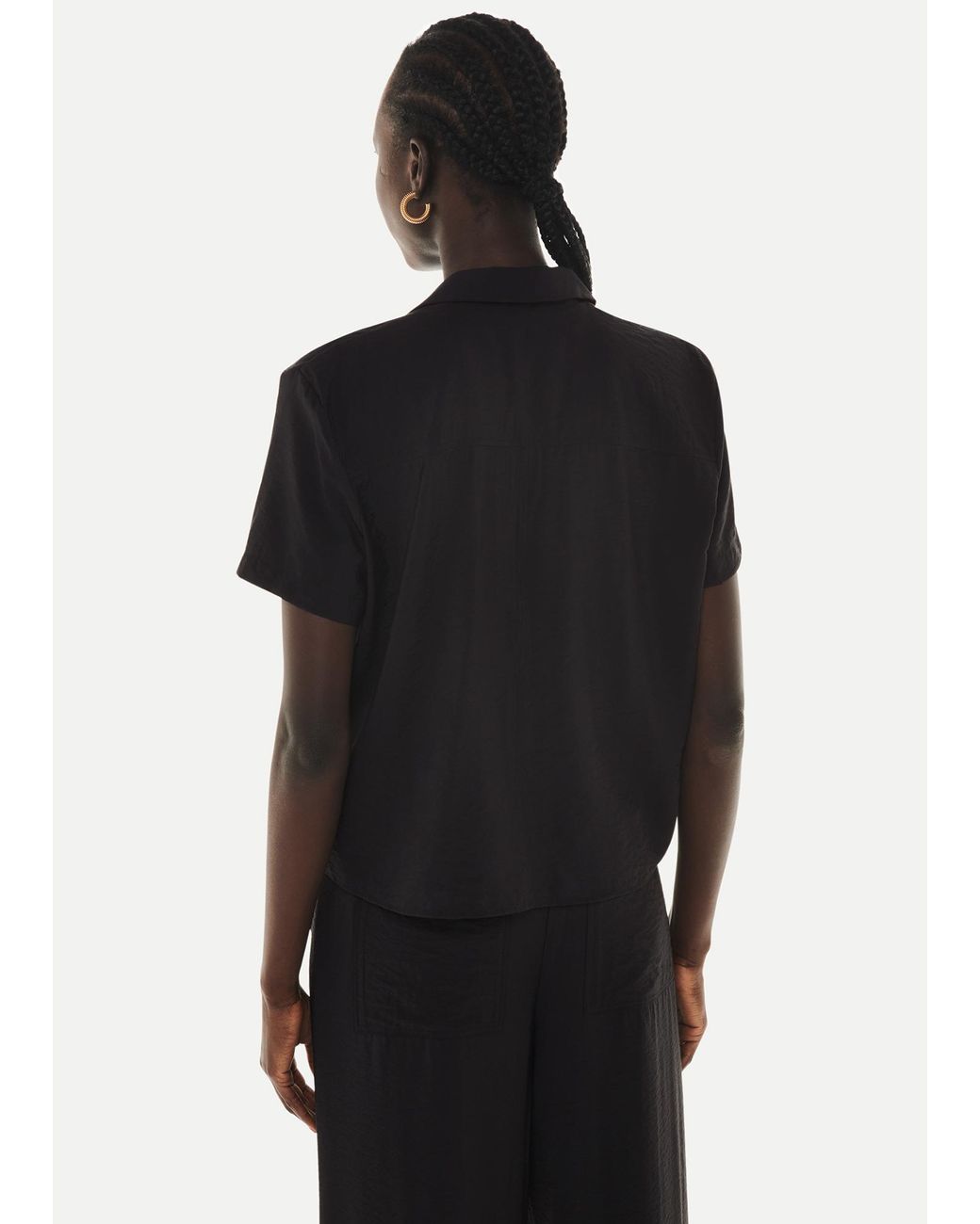 Whistles Black Nicola Tie Front Blouse