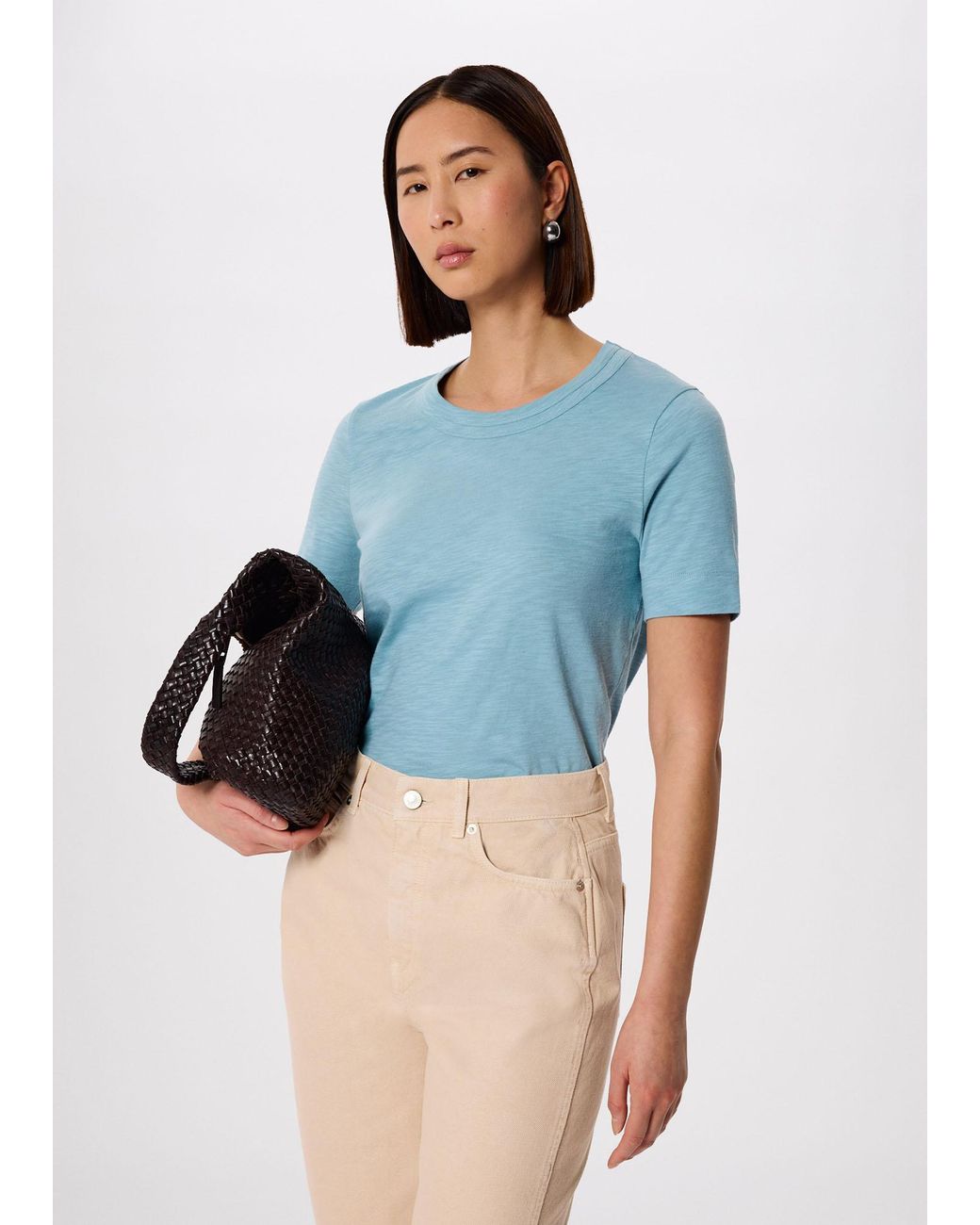 Whistles Blue Rosa Double Trim Tshirt