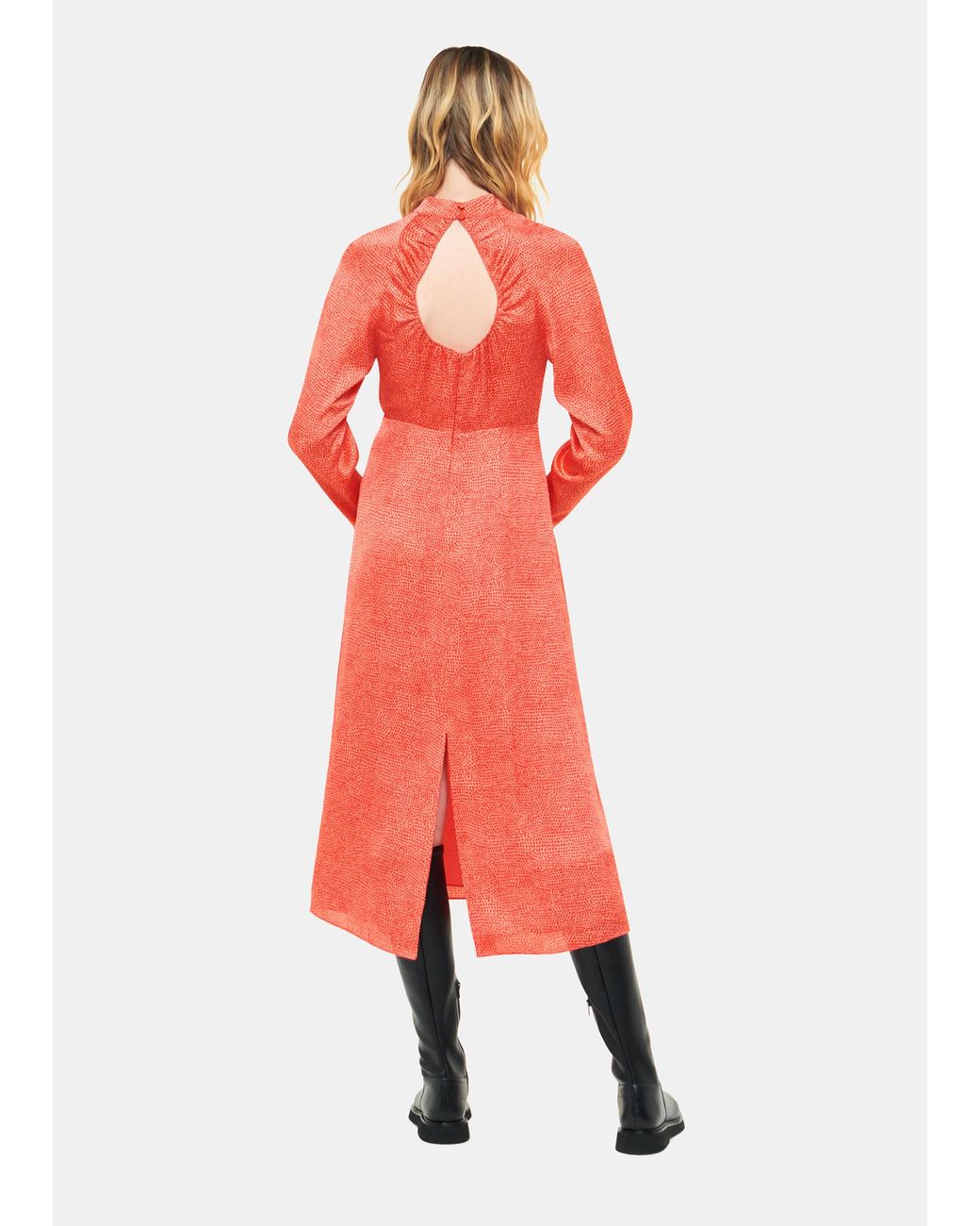 Whistles Red Pebble Spot Print Midi Dress