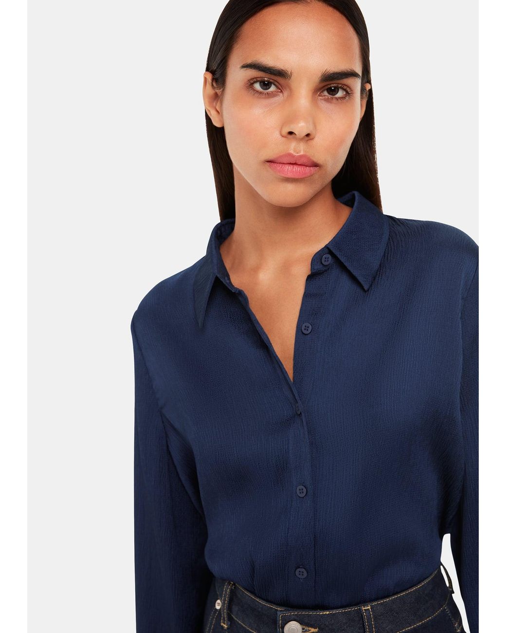 Whistles Blue Molly Satin Shirt