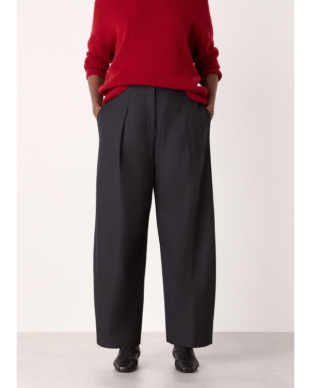Whistles Red Pleat Front Barrel Trouser