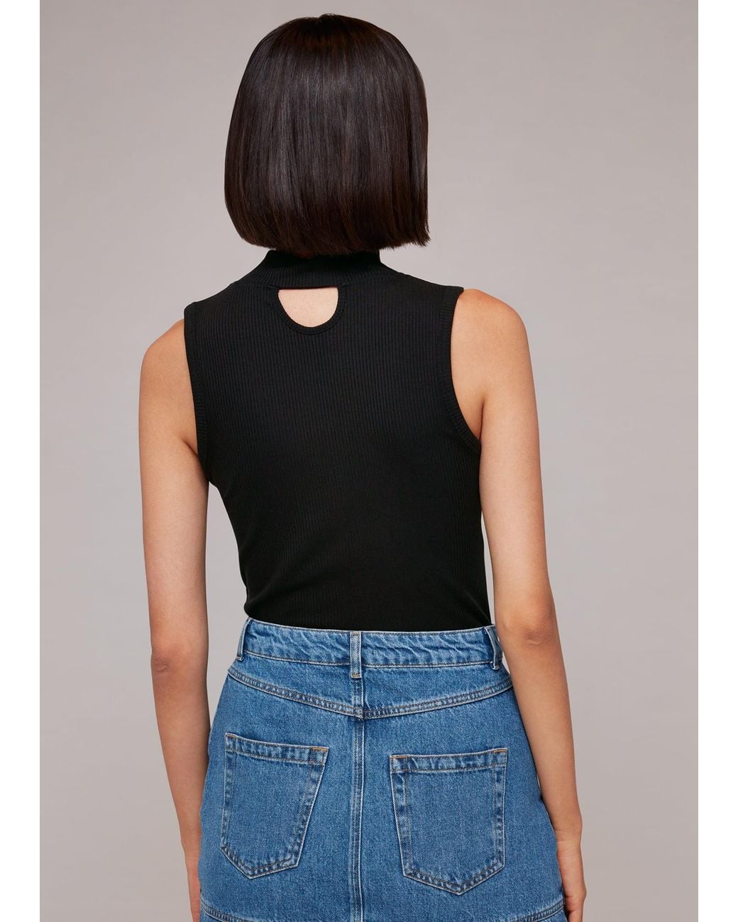 Whistles Black Ribbed Keyhole Tank