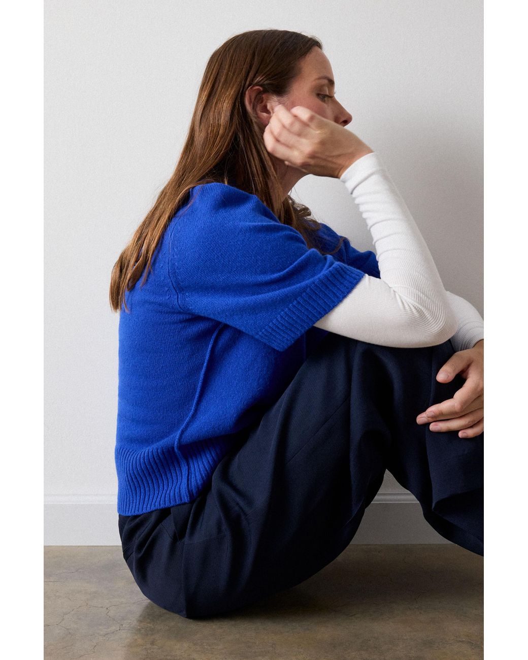 Whistles Blue Wool Knitted Tee