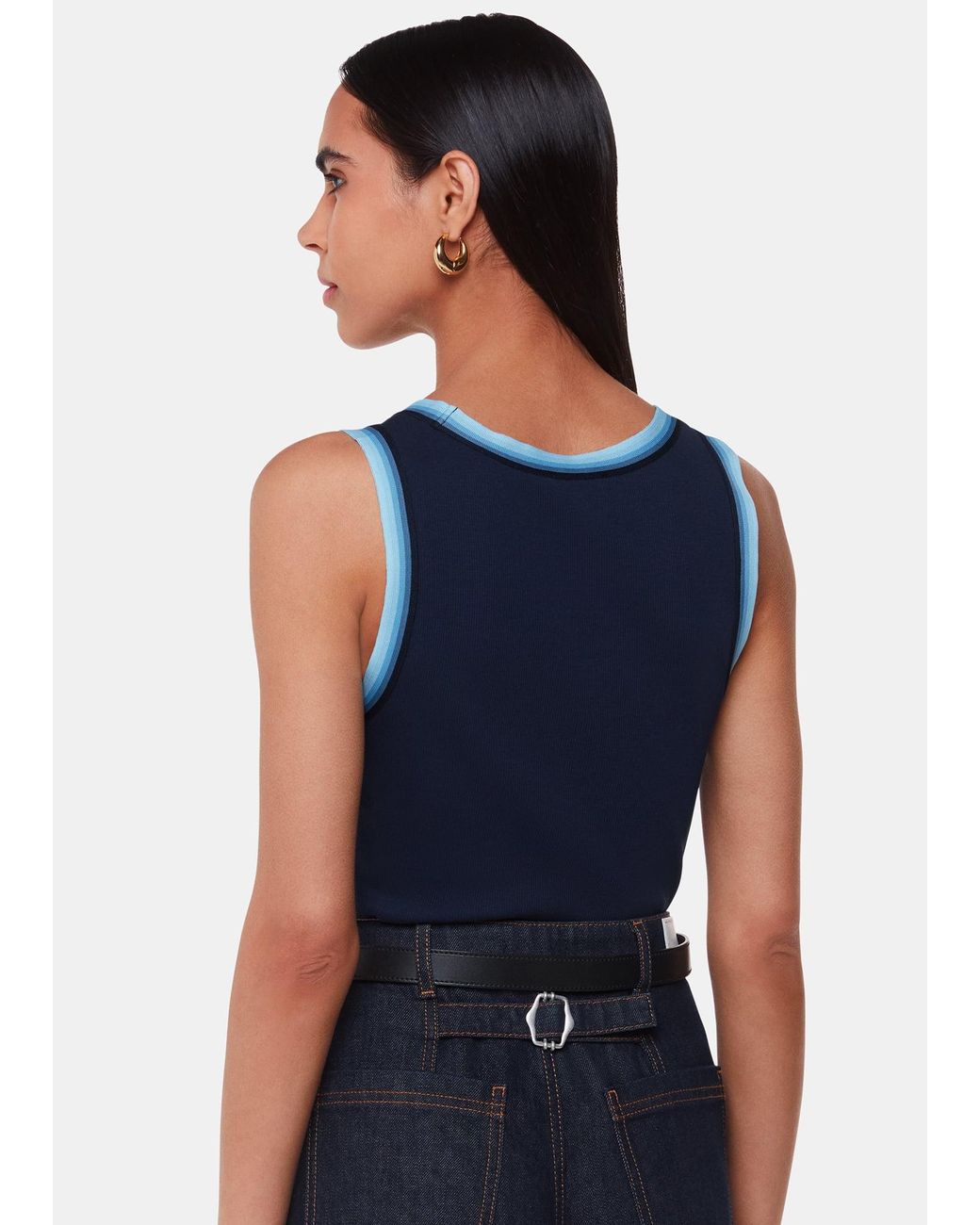 Whistles Blue Stripe Detail Vest