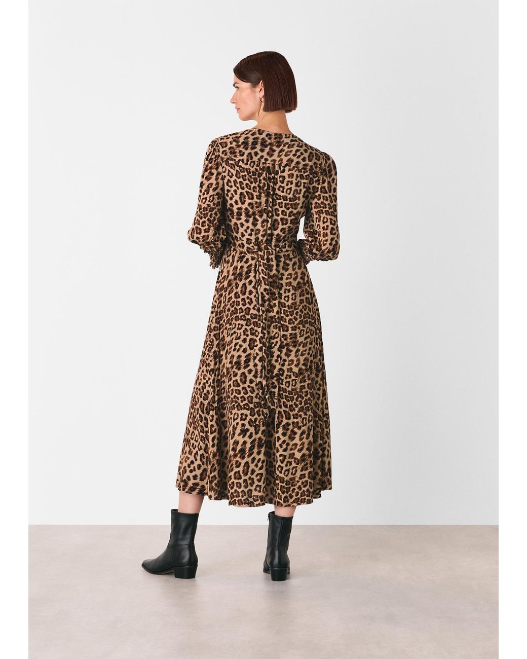 Whistles White Jungle Cheetah Shirred Dress