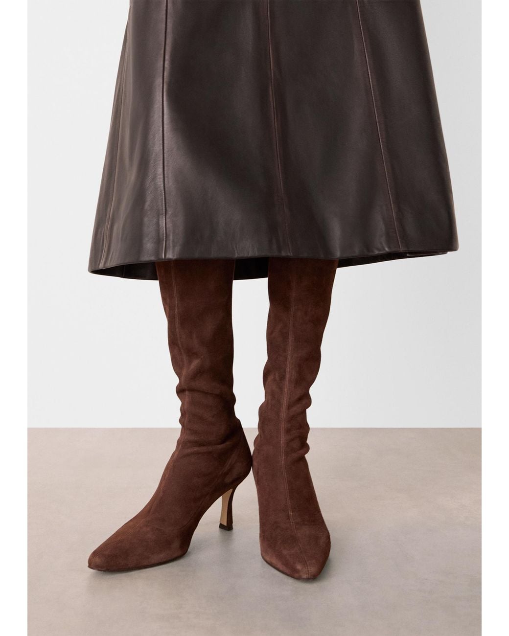 Whistles Brown Hera Stretch Suede Boot