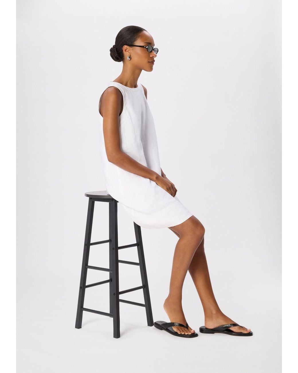Whistles White Swing Linen Mini Dress
