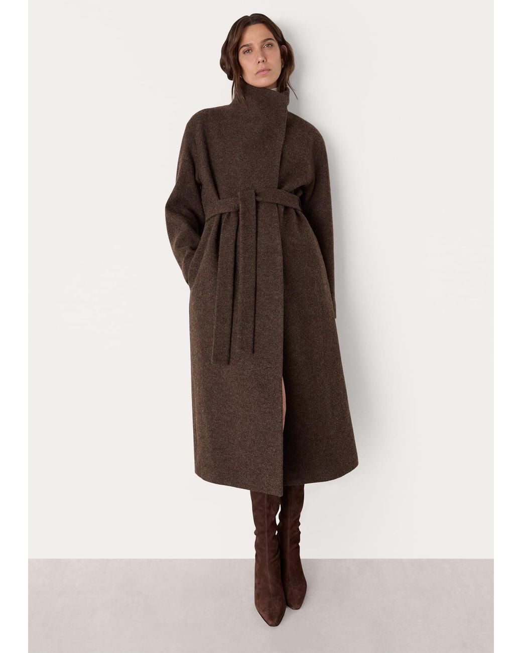 Whistles Brown Morgan Funnel Neck Coat