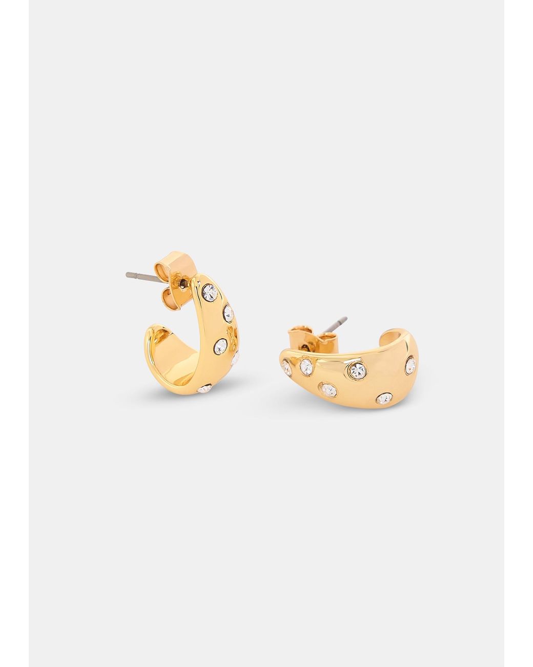 Whistles Pink Diamante Mini Curved Earring