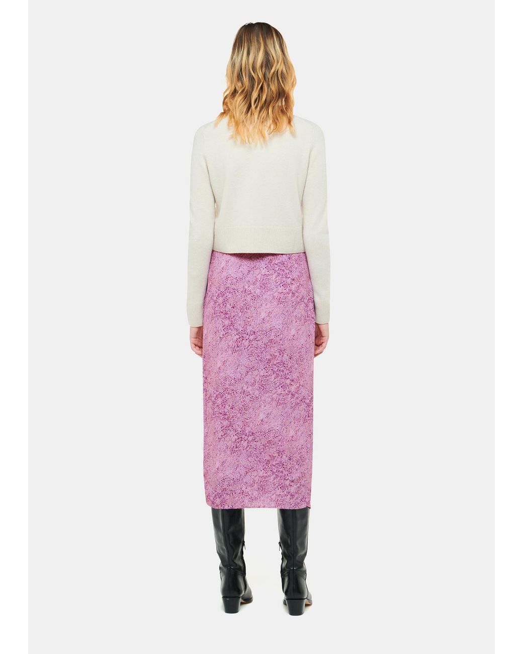 Whistles Pink Diagonal Snake Tie Side Skirt