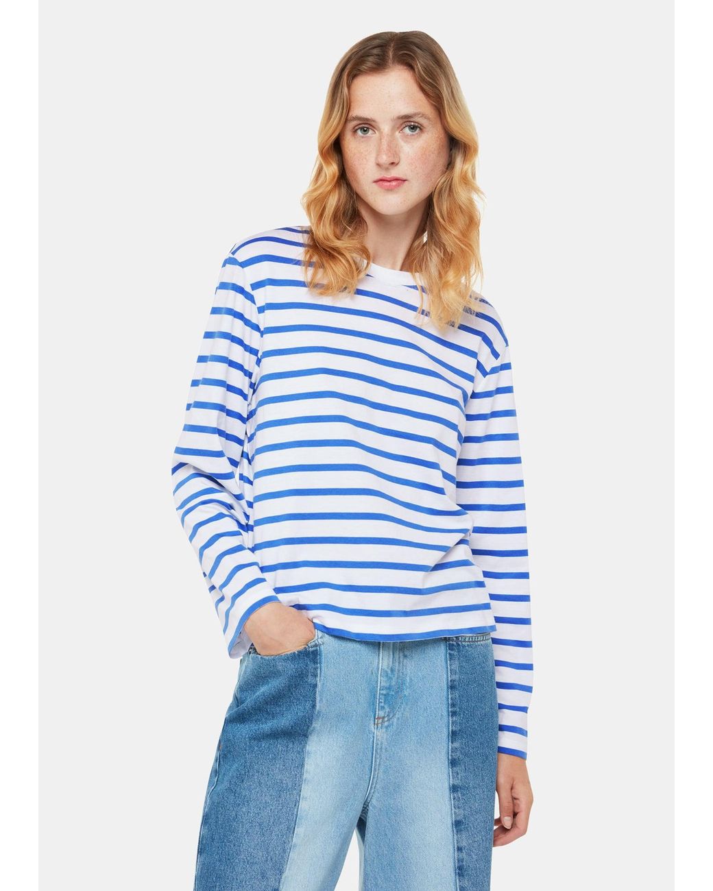 Whistles Blue Stripe Cotton Top