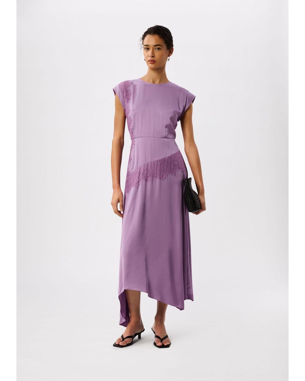 Whistles Pink Lace Insert Asymmetric Dress