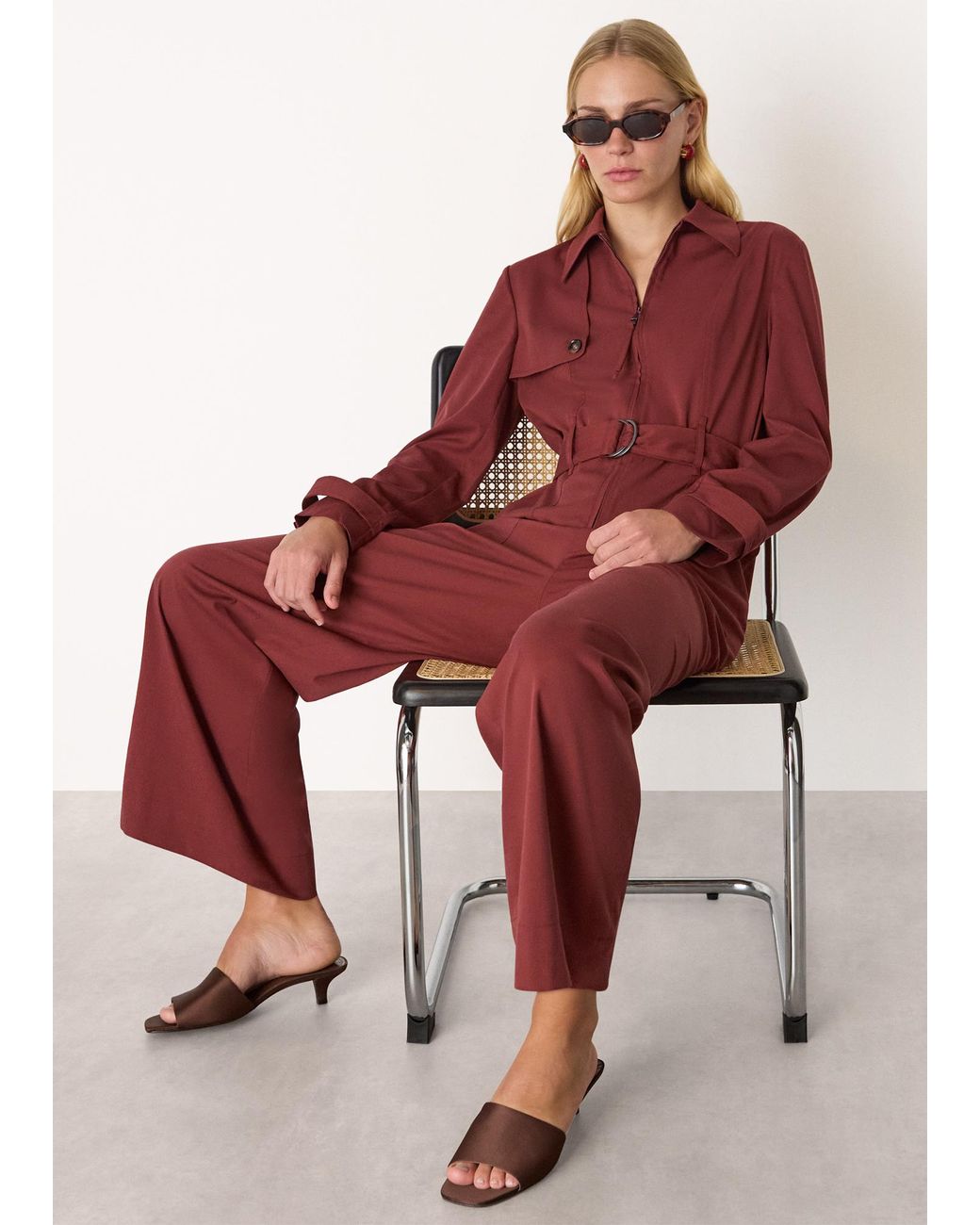 Whistles Trench Detail Jumpsuit in Red Lyst UK