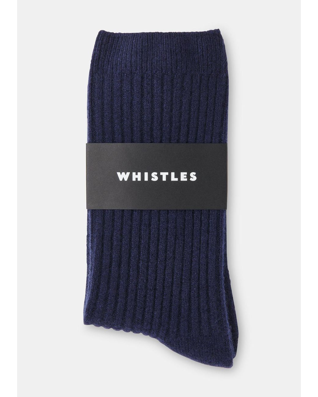 Whistles Blue Cashmere Ribbed Socks