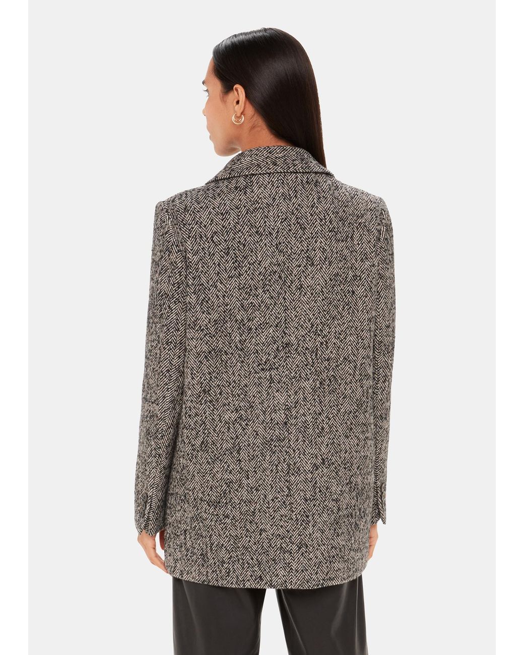 Whistles Brown Noa Herringbone Short Coat