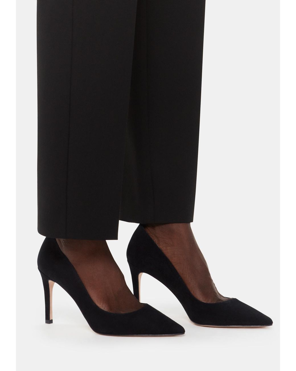 Whistles Black Corie Suede Heeled Pump