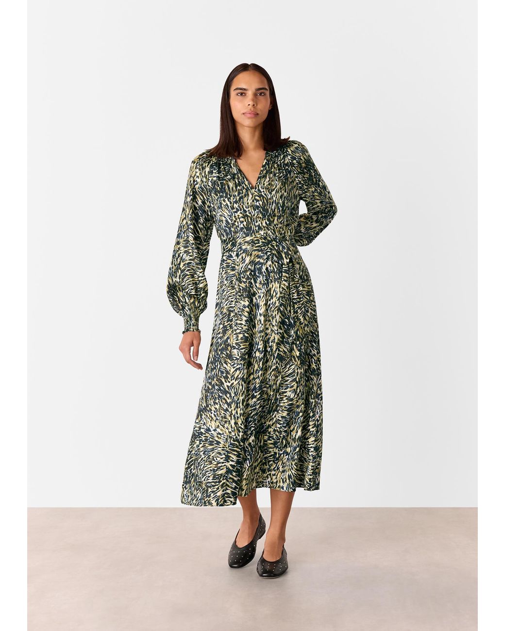 Whistles White Leopard Swirl Midi Dress