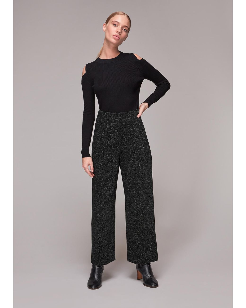Whistles Black Ava Sparkle Ponte Trouser