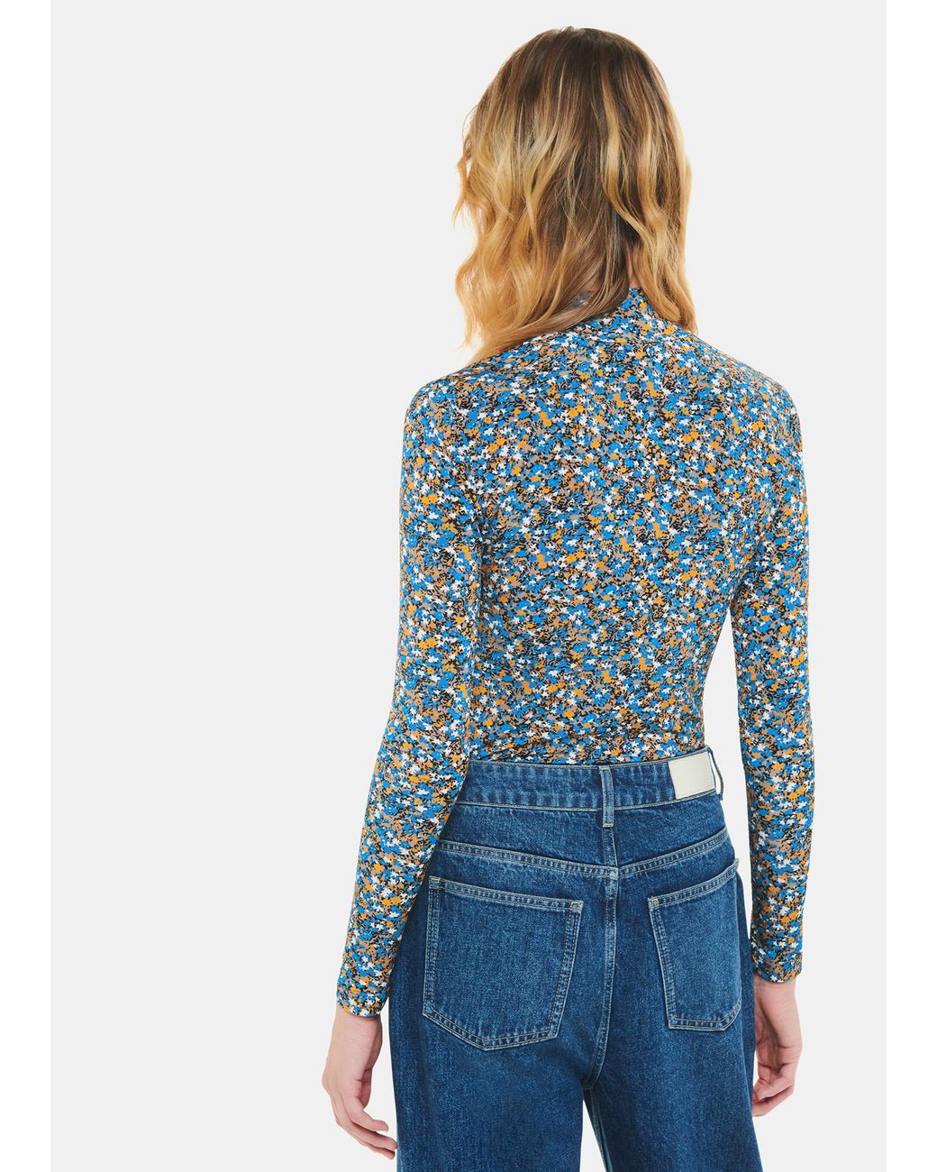 Whistles Blue Ditsy Floral Slinky High Neck