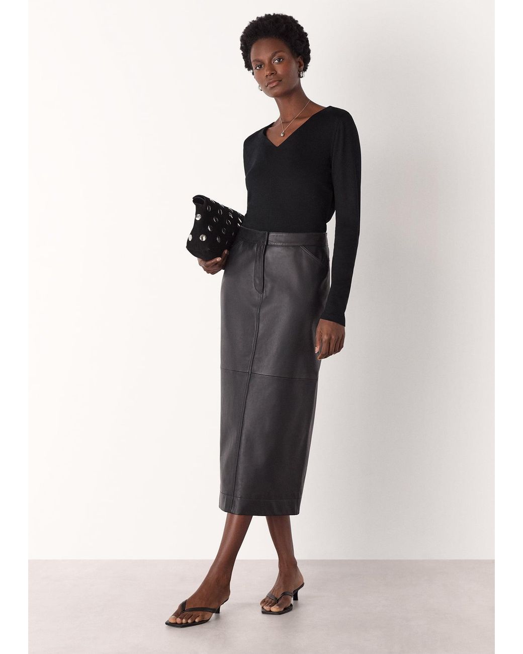 Whistles Black V Neck Long Sleeve Top