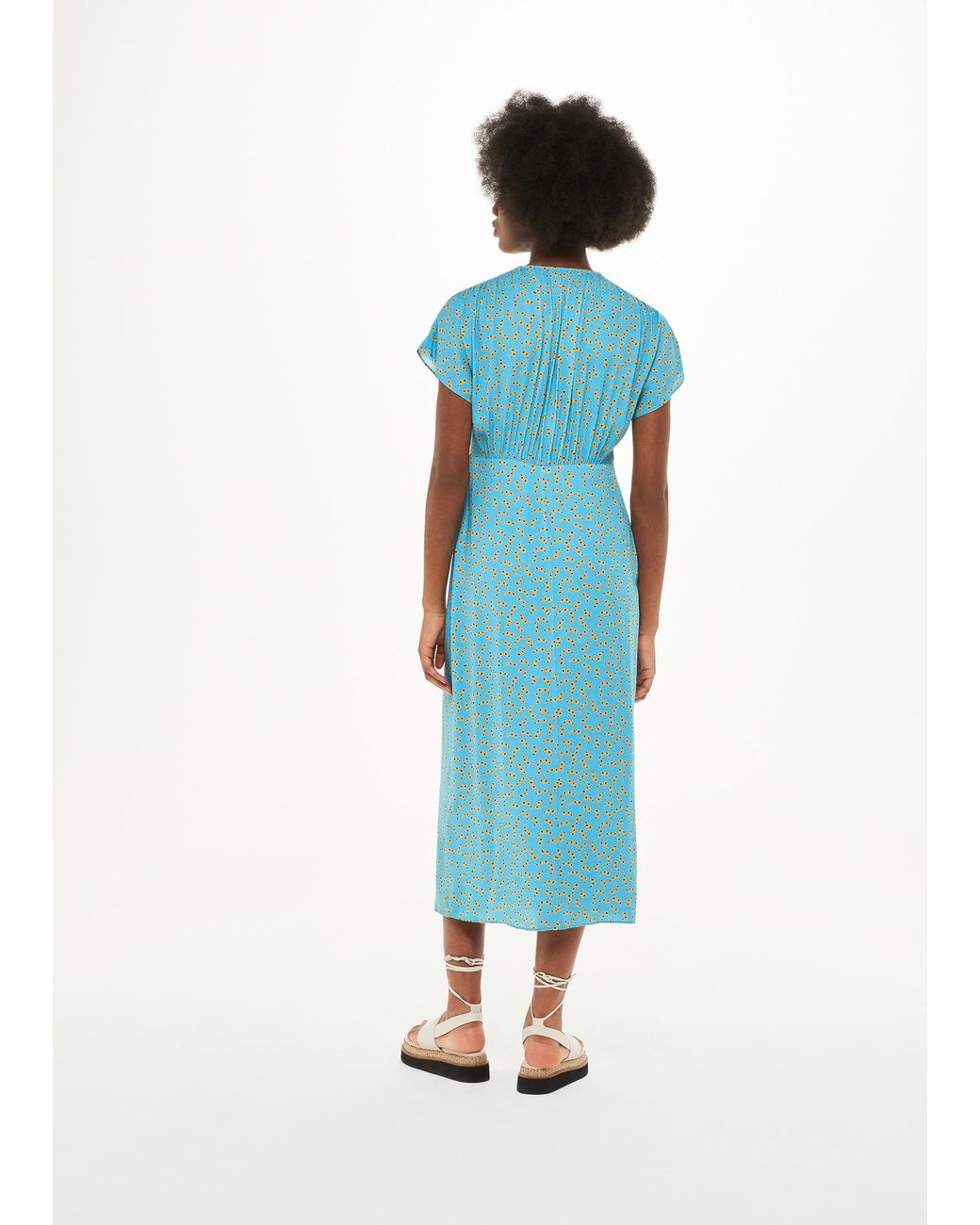 Whistles Blue Floral Crescent Midi Dress