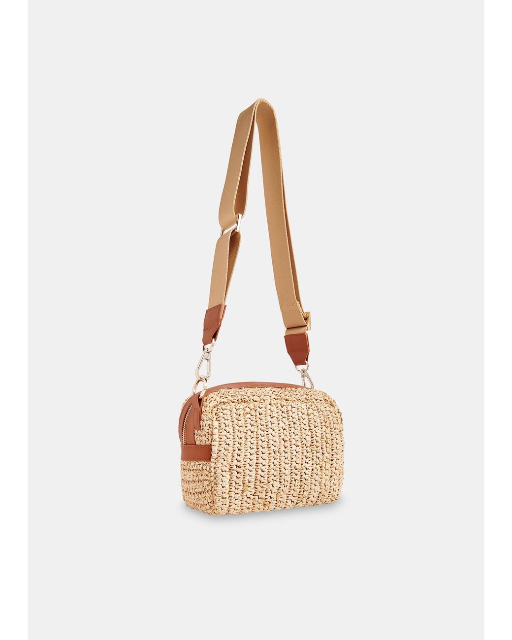 Whistles Natural Straw Bibi Crossbody Bag