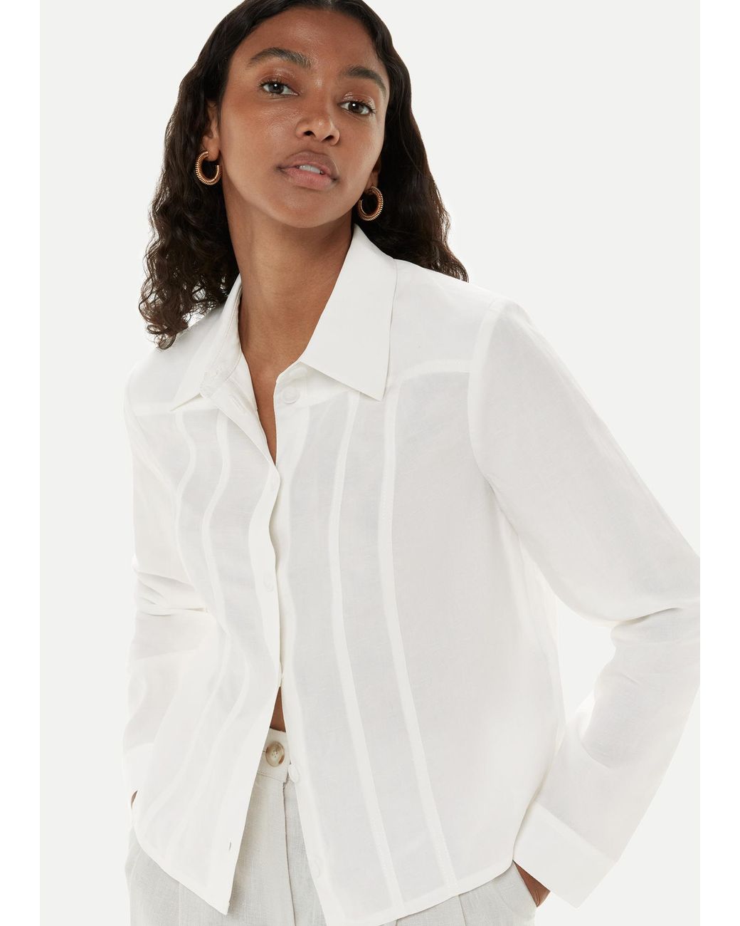 Whistles White Cloe Seam Detail Shirt